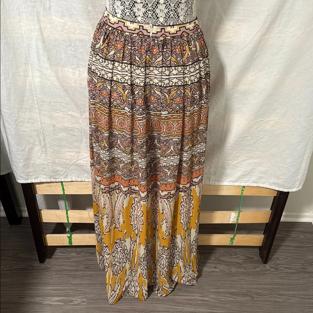 Vici Brown and Tan Tiered A-line Maxi Skirt